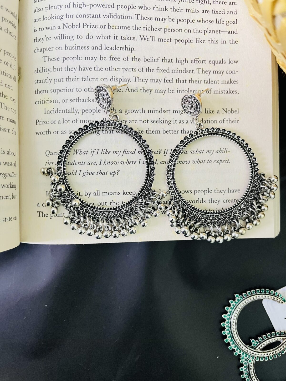Oxidized Silver Ghungroo Hoop Earrings