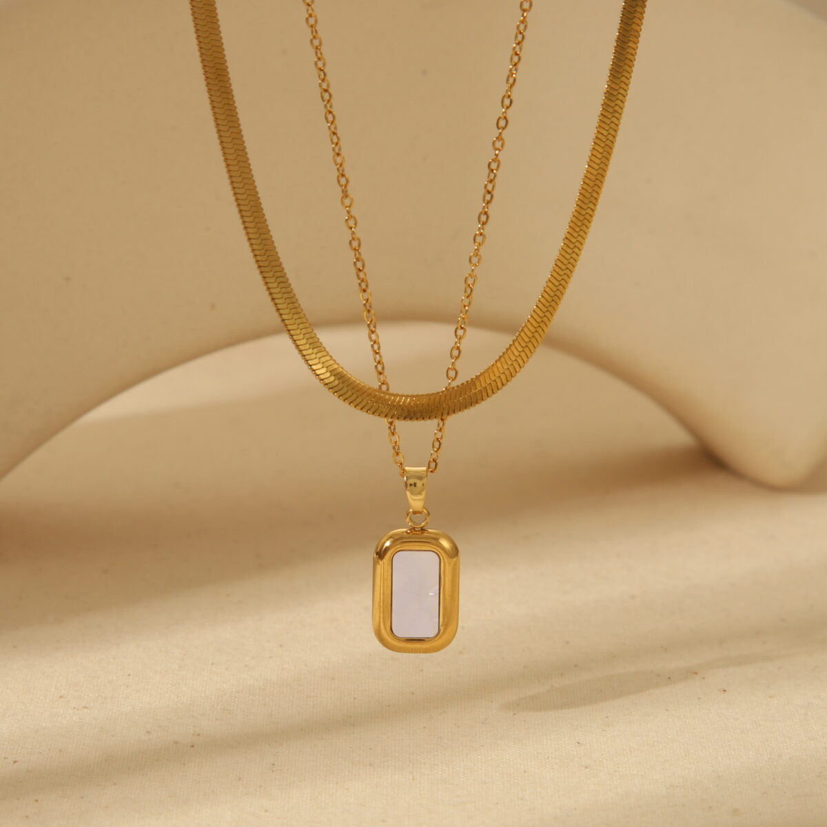Ivory Rectangle Inlay Necklace